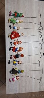 Retro dřevěné loutky – sada 10 ks, pohádkové postavy