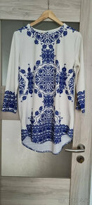Tunika šaty bílo modrý vzor