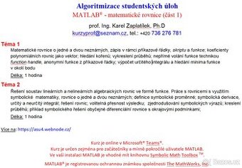 víkendové online kurzy: Algoritmizace studentských úloh