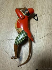 opice, plechová hračka, starožitná hračka - originál
