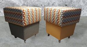 Párové retro taburetky na kolečkách, 70. léta - 1