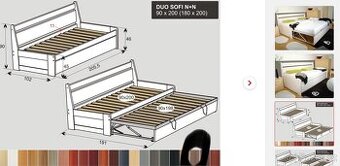 Rozkládací postel z masivu