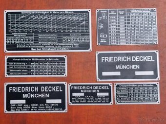 Štítky pro stroje Deckel