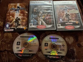 PS2 hry Star Wars Battlefront + Soulcalibur 3 + Burnout 3