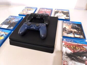 PlayStation 4 Slim 1TB + 2 ovladače a 7 her