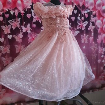 Dětské světle růžové slavnostní šaty