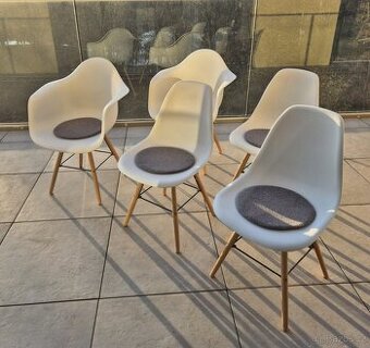 5x Jídelní židle bílá plastová