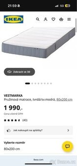 2x nová matrace Ikea VESTMARKA (80x200)