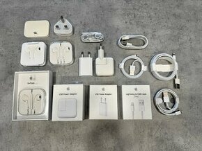 Originální Apple adaptér, kabel, sluchátka a další