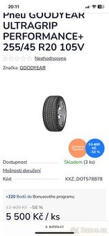 255/45 r20 zimni Good year