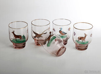 retro skleničky zvířecí motiv