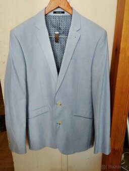 Luxusní pánské sako sv. modré nové vel. M štíhlé (48-50) Ced