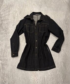 Dlouhý džínový kabátek s rozparky - Casual Woman