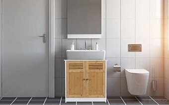 Skříňka pod umyvadlo – bambus a bílá