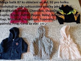 MEGA BALÍK 87 KS DÍVČÍHO OBLEČENÍ VEL.92 ZA SUPER CENU 100,-