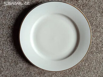 Retro mělké talíře (zlatý tenký okraj, sada 5 ks)