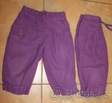 Fialové plátěné Capri kalhoty Vel 98/104
