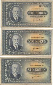 100 Kčs 1945 Masaryk JA,JG,JL,JM,JN - 1