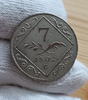 Stříbrný 7 Krejcar 1802 C František  II. Top stav