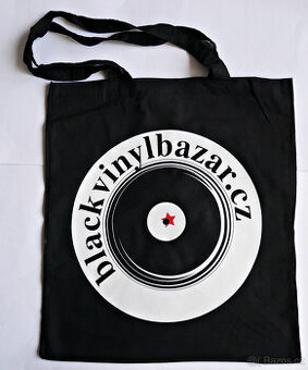 Plátěná taška na vinyly s potiskem.