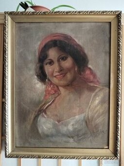 obraz CIGÁNKA IV. /dívka, portrét/, olej, František Votruba