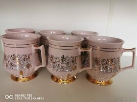 6 hrnků Mušlák z růžového porcelánu H&C Chodov - 1