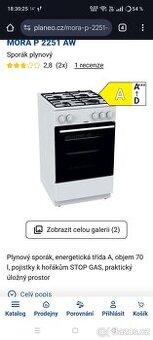 MORA P 2251 AW Sporák plynový