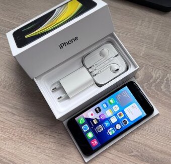 Apple iPhone SE 2 64gb černý-IOS 18, baterie 100%,pěkný stav