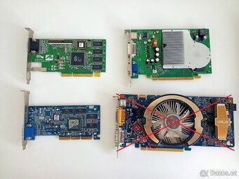 Staré retro grafické karty AGP, PCI, PCIe