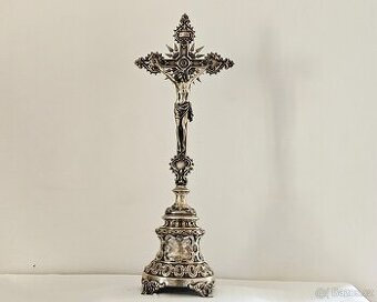 TOP Ag stříbro krucifix lotový punc rok 1858