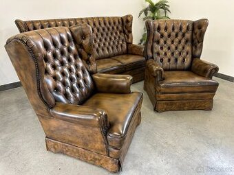 ♣Chesterfield 3+1+1 The Queen Anne ® Top "ušák" ♣