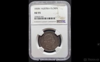 VELMI VZÁCNÝ 1 FLORIN / ZLATNÍK 1858 V – BENÁTKY