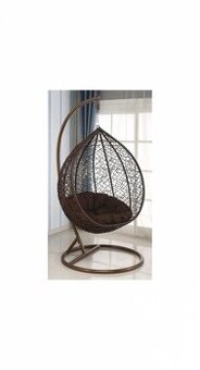 Závěsné hnědé křeslo houpačka z umělého ratanu