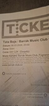 Prodám lístek na TATA BOJS 6.3.2026 Ostrava