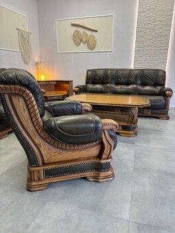 Kožená sedací souprava 3+2+1 s lavicí a rohovou částí