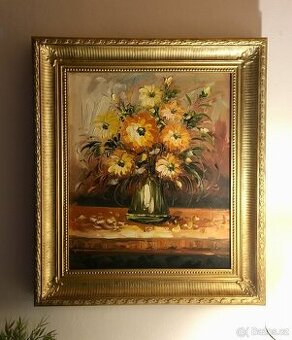 STARÝ OBRAZ KYTICE, rozměr 70x55 cm