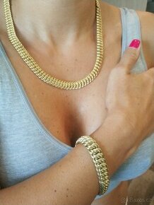 Luxusní zlatý řetěz s náramkem 14k - 1
