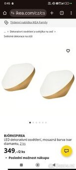 LED dekorativní osvětlení, mosazná barva tvar diamantu, 2 ks