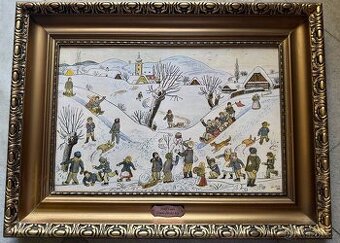 Josef Lada obraz - Zimní dětské hry 1936