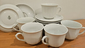 Sada šálků s podšálkem, český porcelán G. Benedikt - bílé