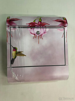 Poštovní schránka s potiskem - Květy a kolibřík