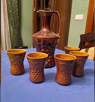 Keramická karafa + 5 pohárů