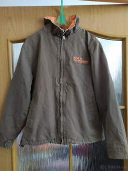 BAVLNĚNÁ DŽÍNOVÁ JARNÍ BUNDA S KAPSAMI VEL.134/140