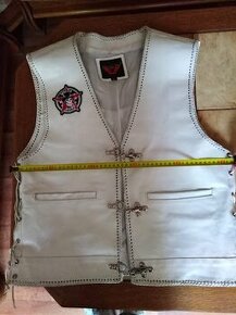 Pánská bílá kožená moto vesta