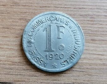 1 Franc 1920 Francie nouzová francouzská mince nouzovka