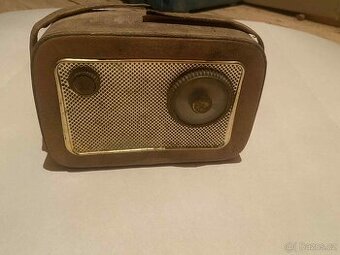 TESLA T2800B – retro přenosné rádio v orig. koženém pouzdře