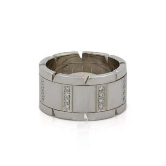 Cartier Tank Française – prsten z 18kt bílého zlata s diaman