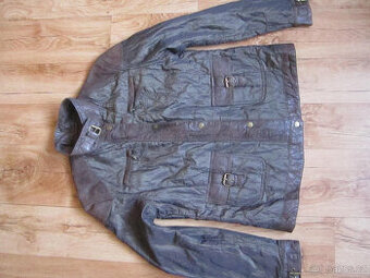 Bunda pravá kůže / látka, vel. L/40, s podšívkou