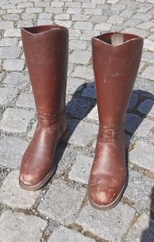 Historické kožené flokované jezdecké boty vel. 38