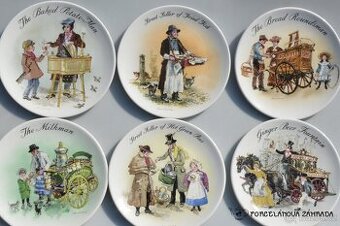 Porcelánové talíře - pouliční prodavači za starých časů